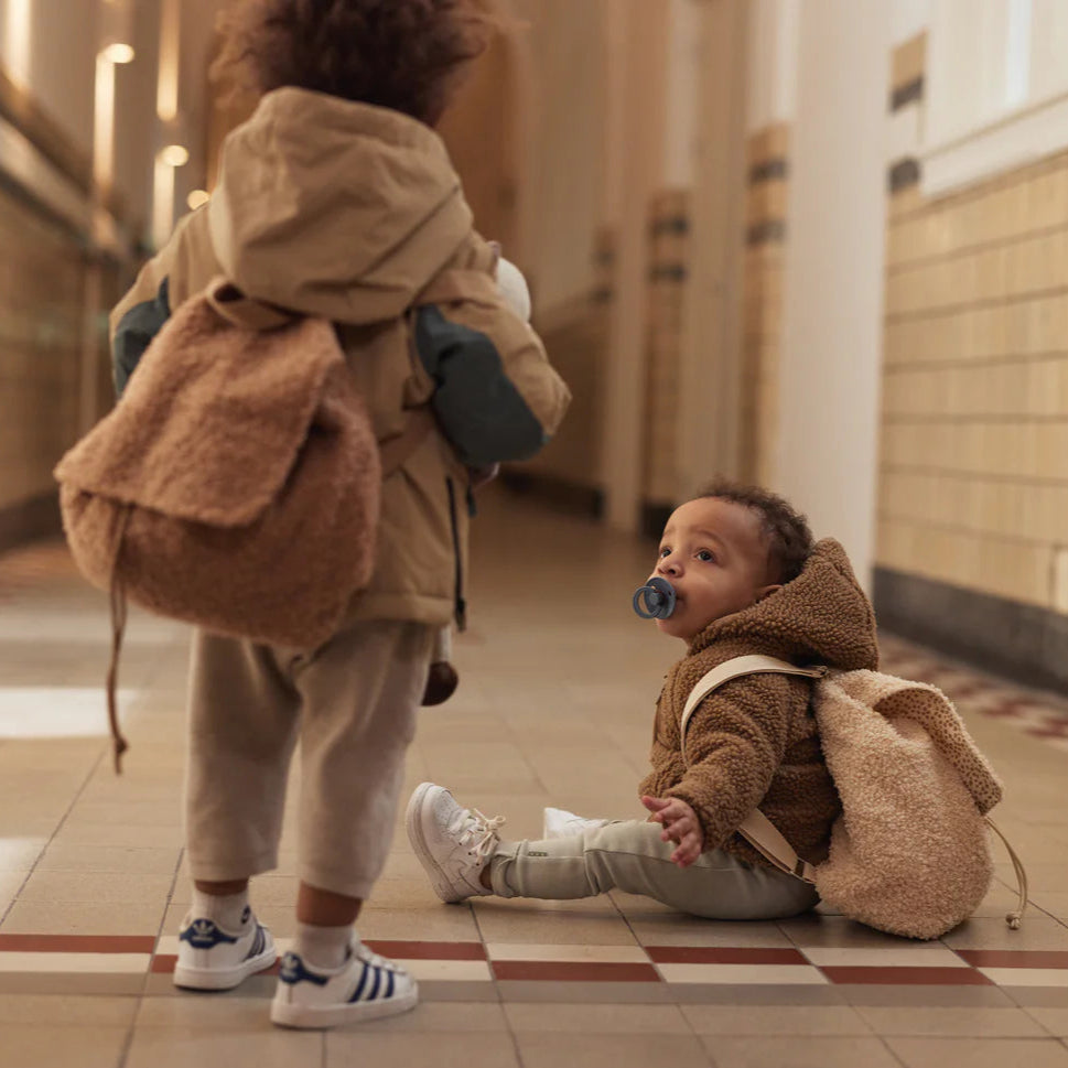 Bouclé kinderrugzak Jollein naturel gepersonaliseerd met naam