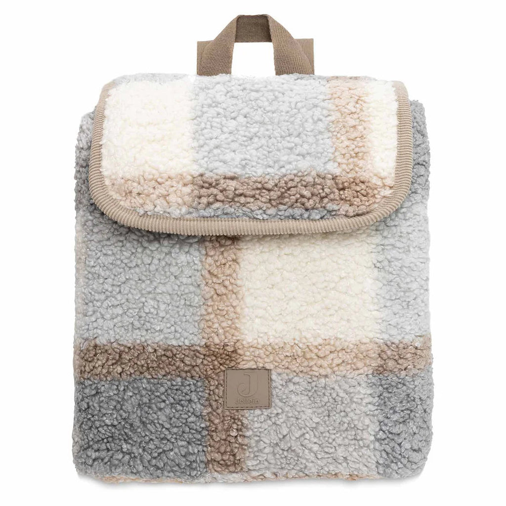 Bouclé kinderrugzak Jollein Check – gepersonaliseerd met naam